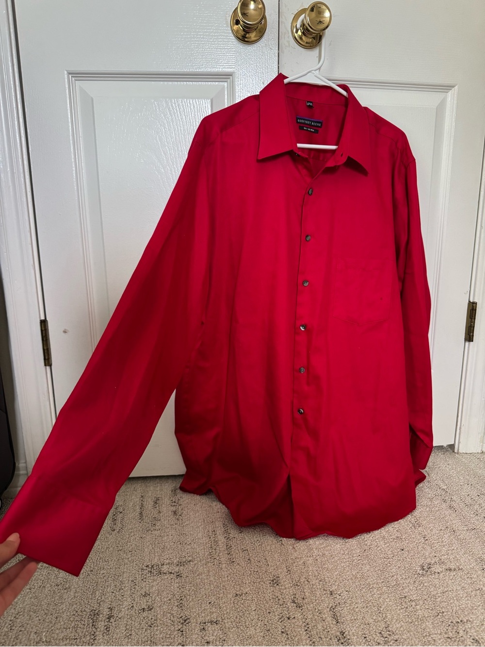Geoffrey Beene Red Long-Sleeve Button Down Dress Shirt